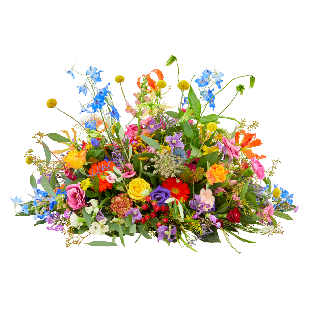 Rijke kleuren - Ovaal bloemstuk