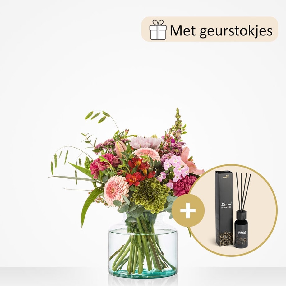 Bloemengeluk boeket (cadeauset met geurstokjes)