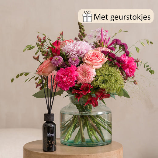 Bloemengeluk boeket (cadeauset met geurstokjes)