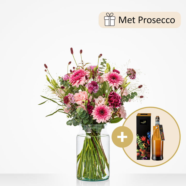 Bruisend Valentijn boeket (cadeauset met Prosecco)