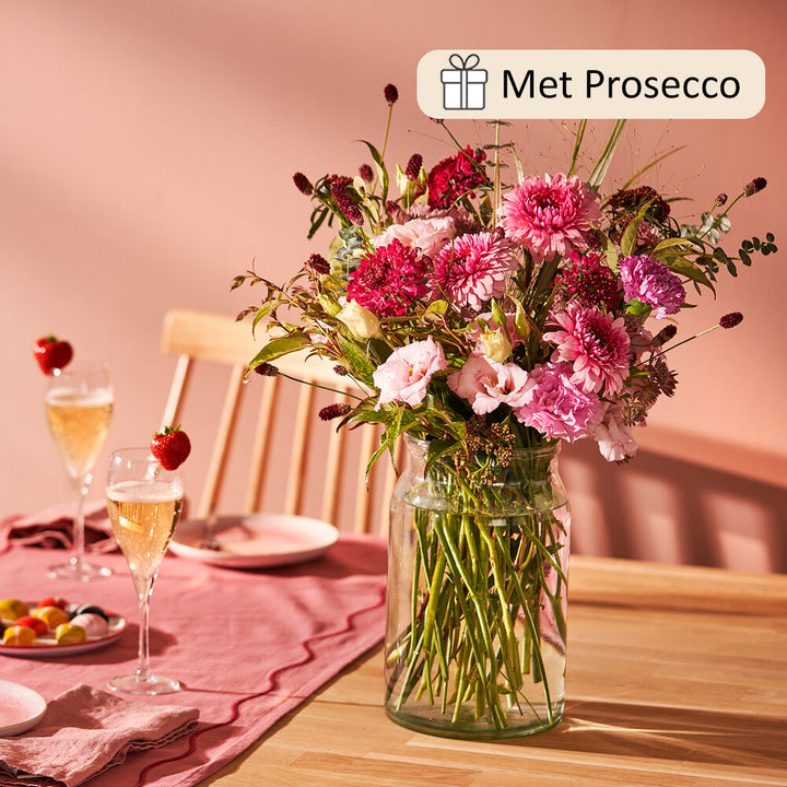 Bruisend Valentijn boeket (cadeauset met Prosecco)