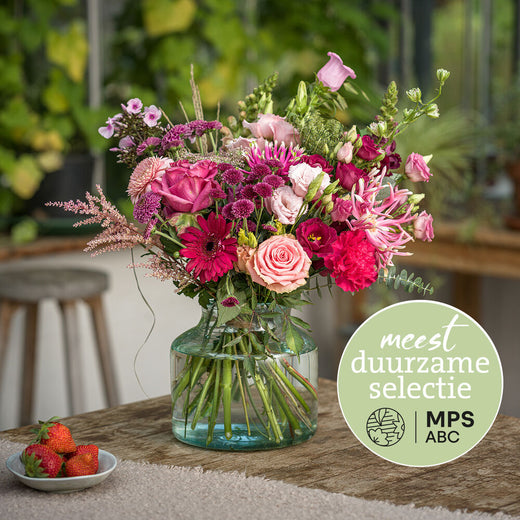 Duurzaam roze boeket