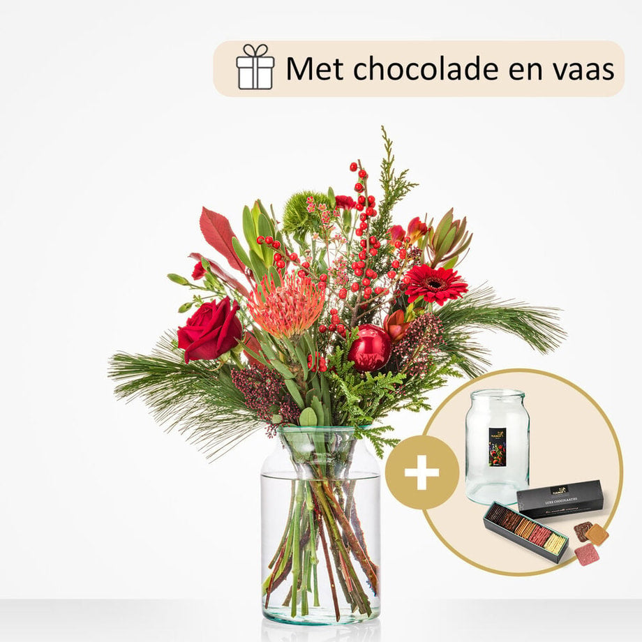 Christmas bouquet (gift set including vase and chocolate!)