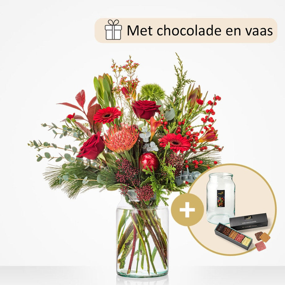 Christmas bouquet (gift set including vase and chocolate!)