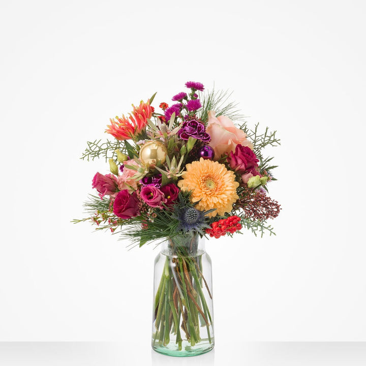 Kleurrijke kerstgroet boeket