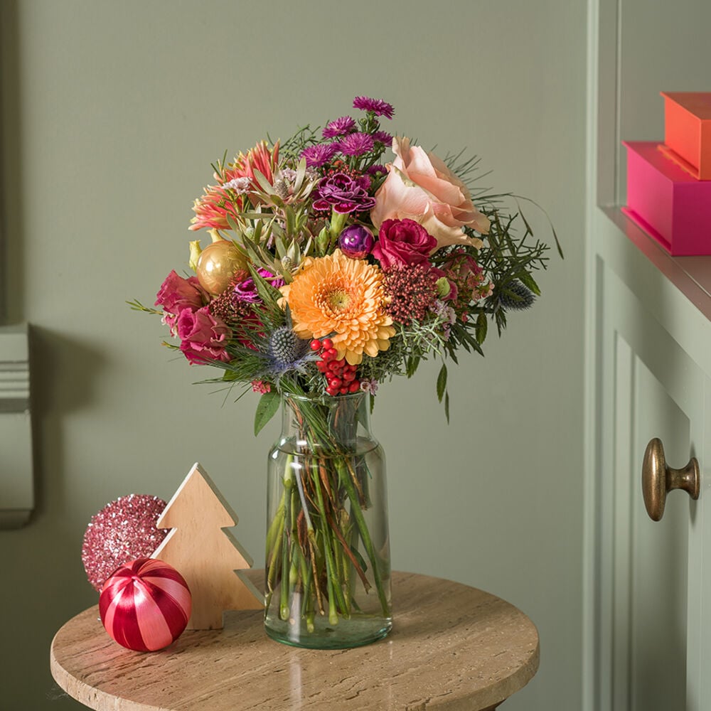 Kleurrijke kerstgroet boeket