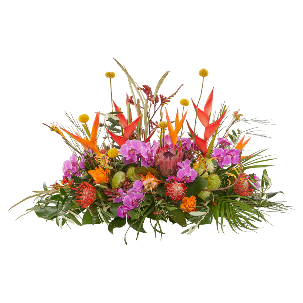 Tropical garden funeral arrangement