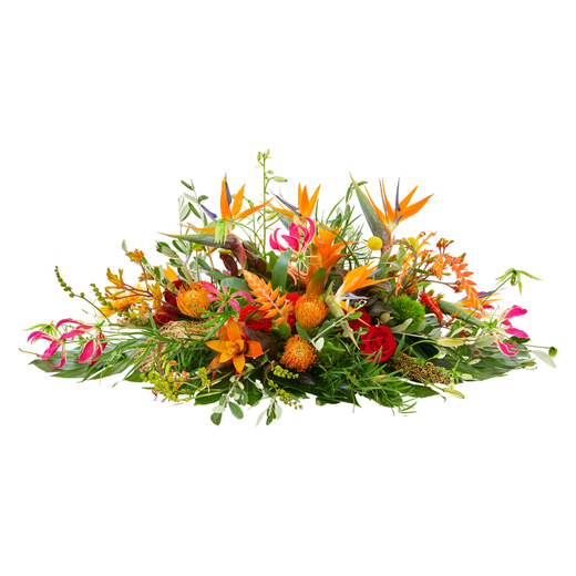 Exotic garden funeral arrangement