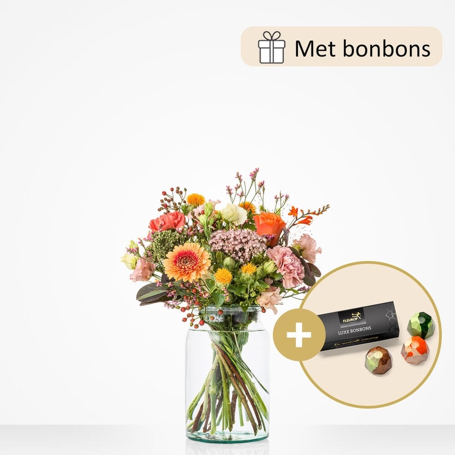 Pure verwennerij boeket (cadeauset met chocolade)