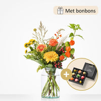 Zoete herfst boeket (cadeauset met chocolade)