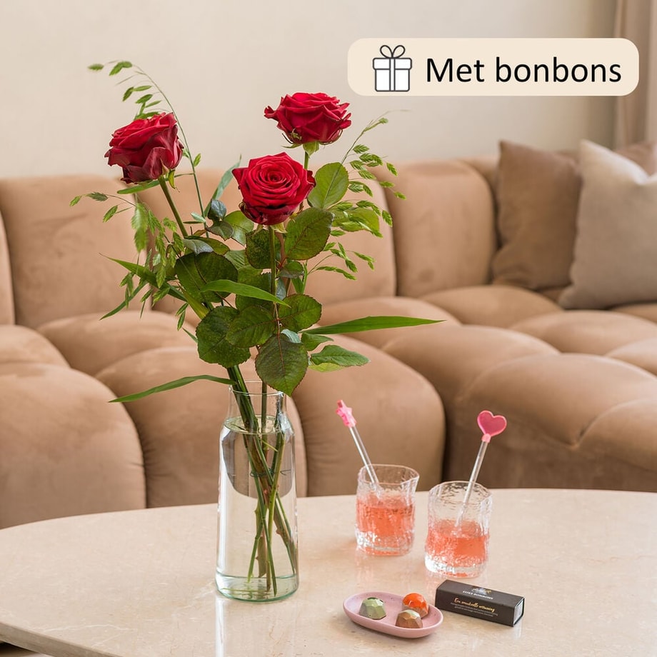 Zoete liefde boeket (cadeauset met chocolade)