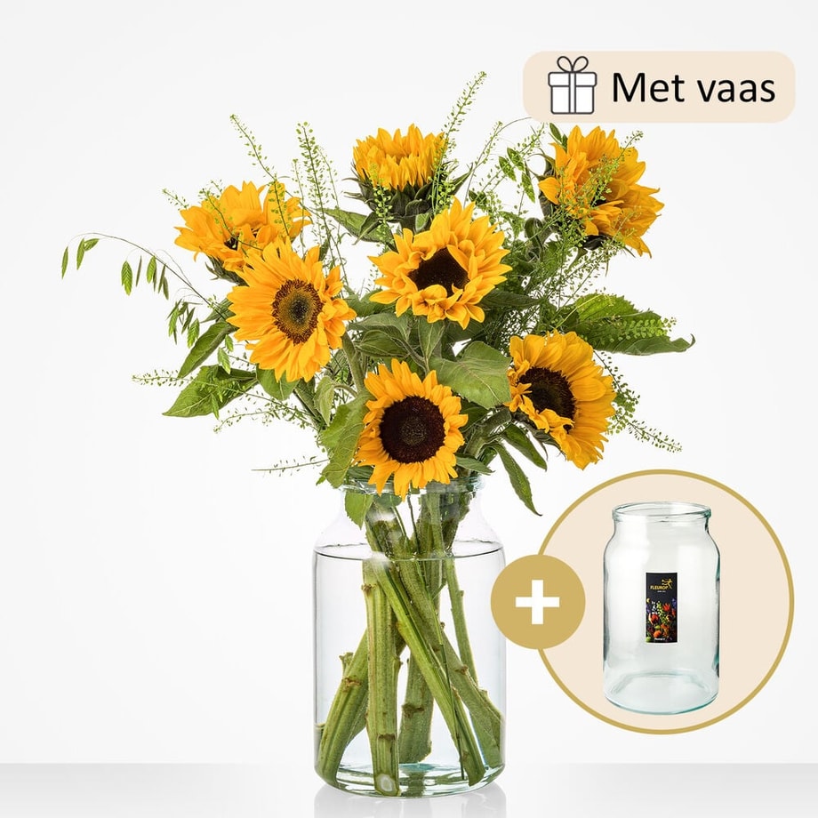 Zonnepracht boeket (inclusief vaas!)