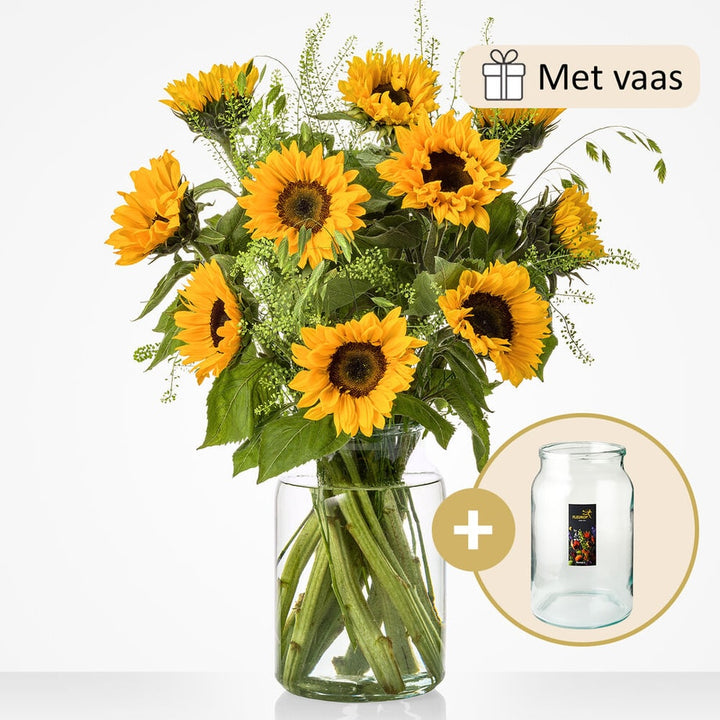 Zonnepracht boeket (inclusief vaas!)