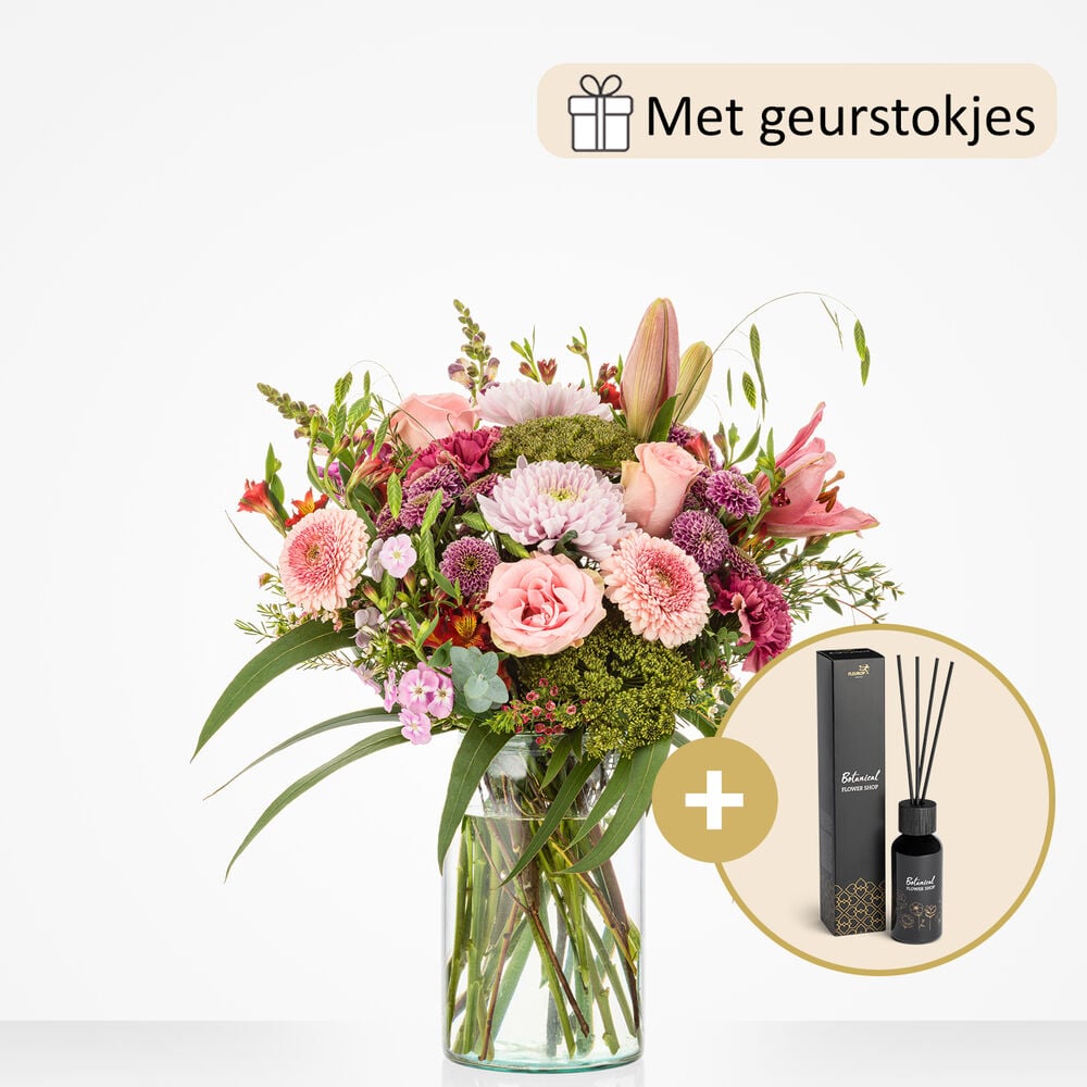 Bloemengeluk boeket (cadeauset met geurstokjes)