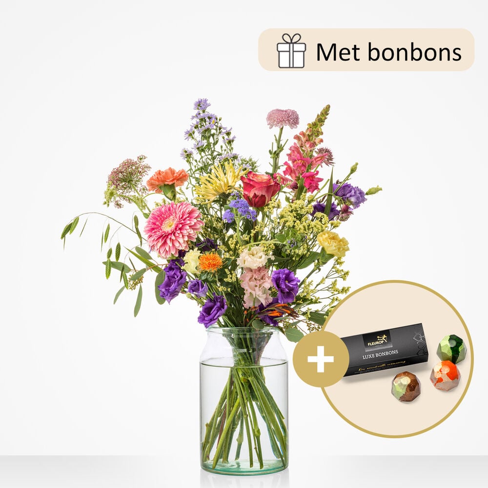 Colourful gesture bouquet (gift set with chocolate)