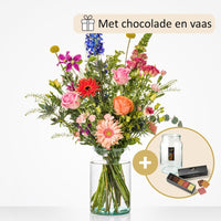 Royaal boeket (cadeauset met vaas én chocolade!)