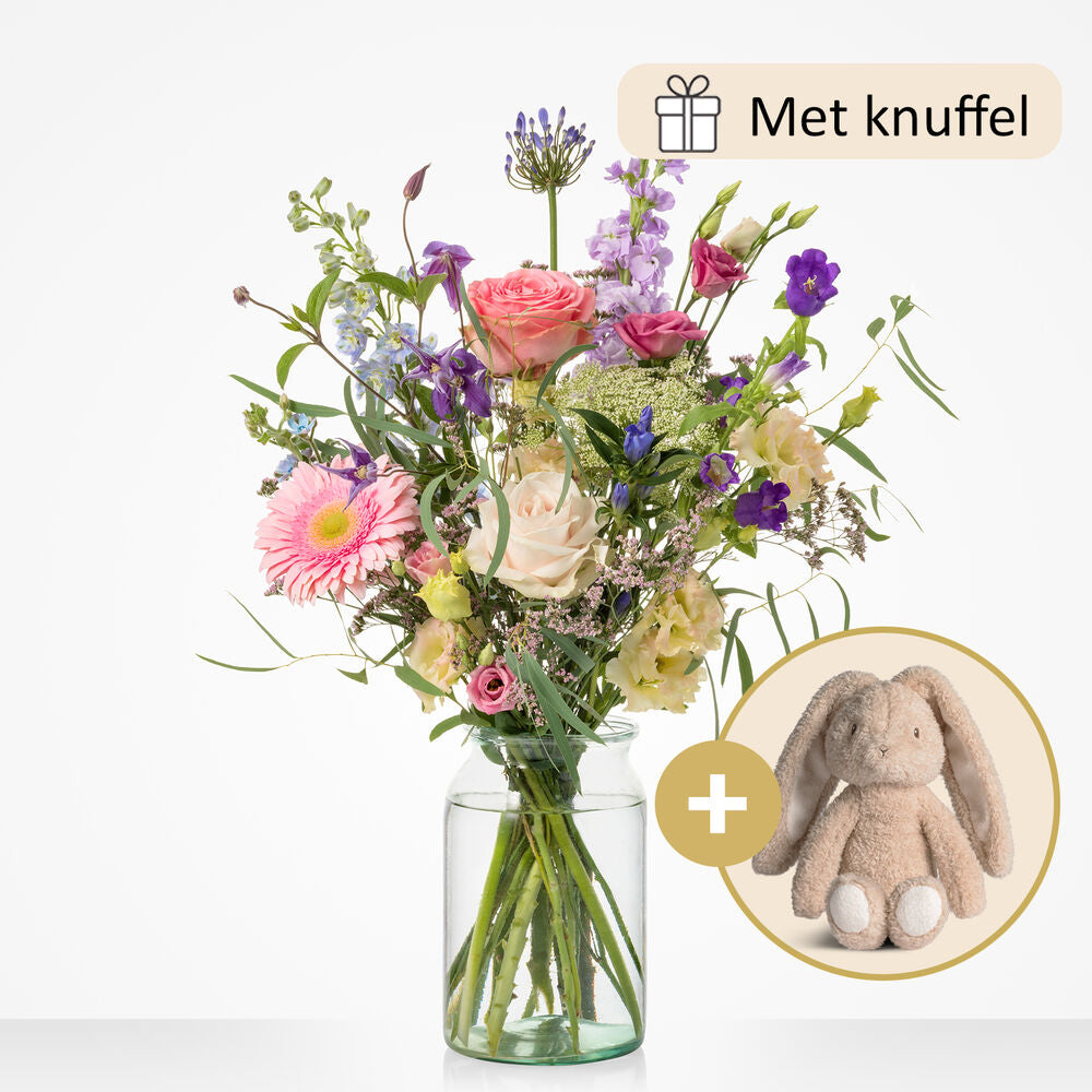 Geboorte boeket (cadeauset met knuffel)