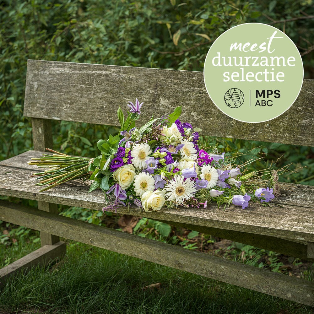 Sustainable pastel funeral bouquet